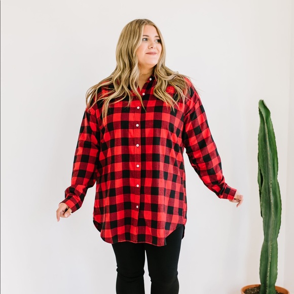 Laid Back Red Plaid Button-Down - Picture 6 of 7